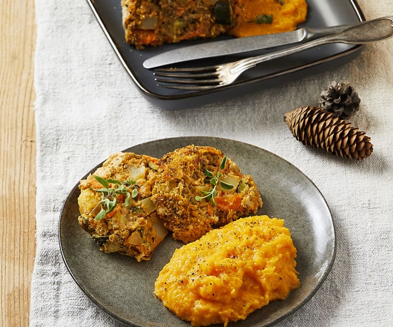 Polpettone con purè di zucca (vegan)