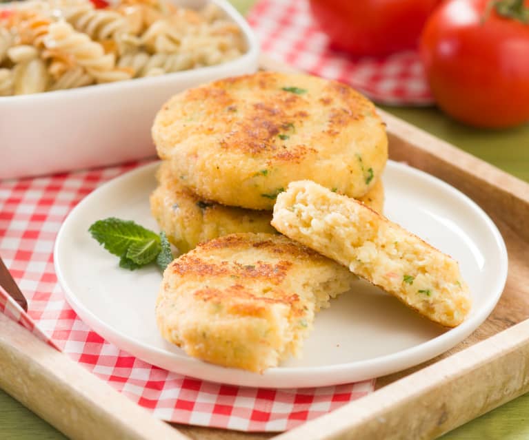 Hamburguesas de coliflor y queso