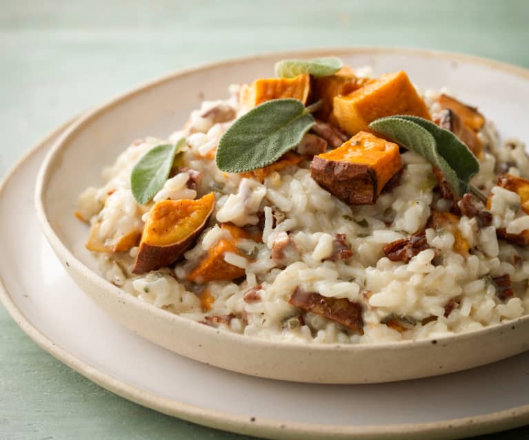 Risotto cu cartofi dulci, nuci pecan și brânză albastră