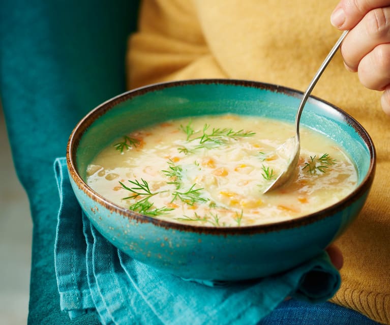 Avgolemono, soupe de poulet au riz et citron