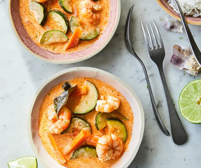 Curry de crevettes et courgettes