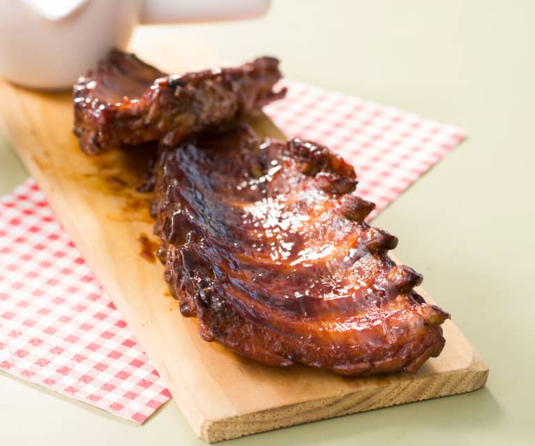 Costillas con salsa de miel y bourbon