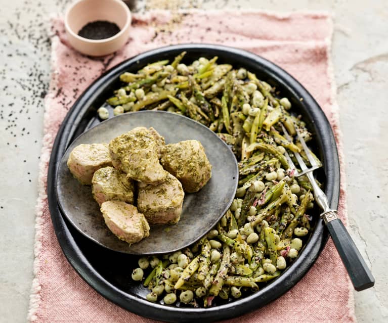 Lombinho de porco com salada primavera