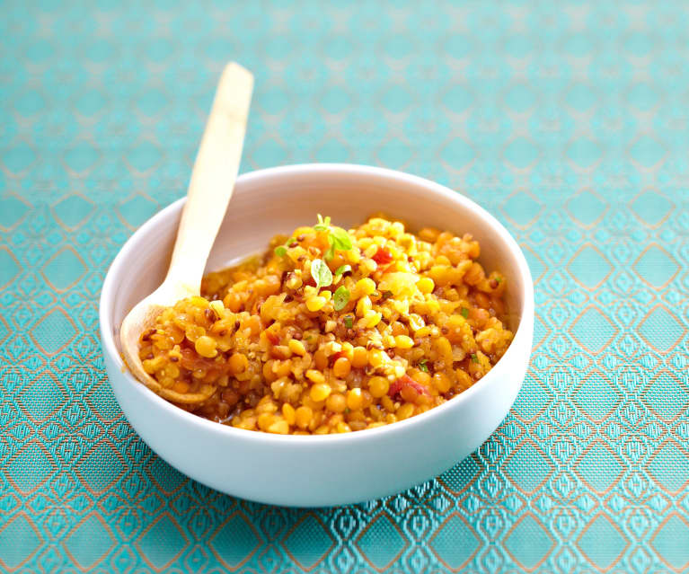 Lentilles corail et quinoa au curry