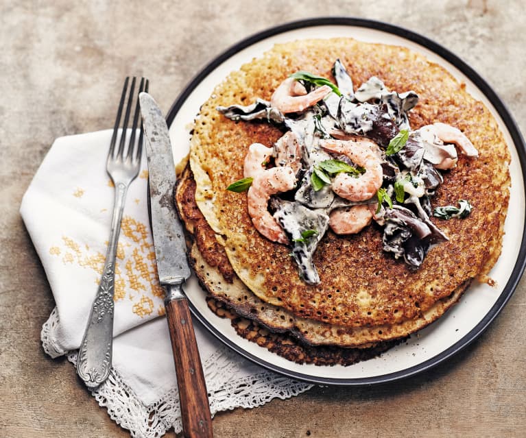 Crêpes healthy aux crevettes et champignons noirs