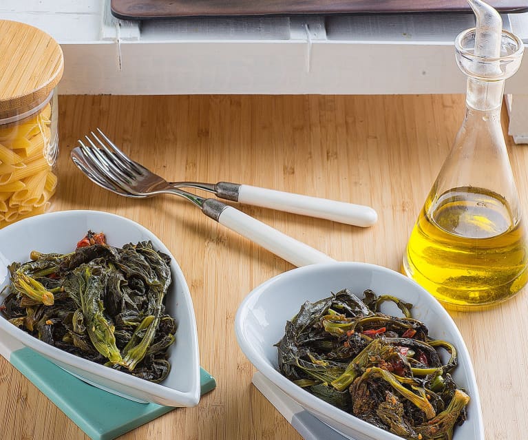 Contorno di cime di rapa e pomodorini (per 2 persone)