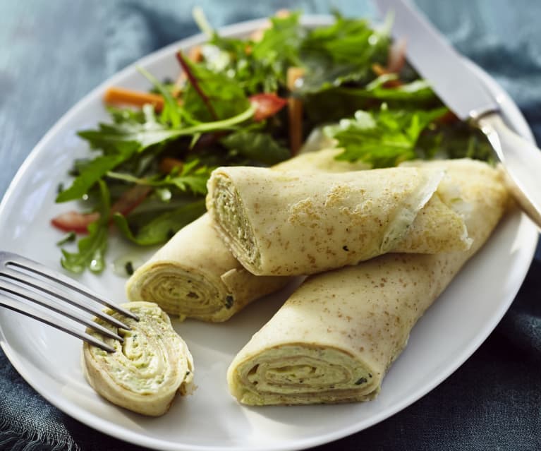 Crêpes mit Kräuter-Käse-Creme