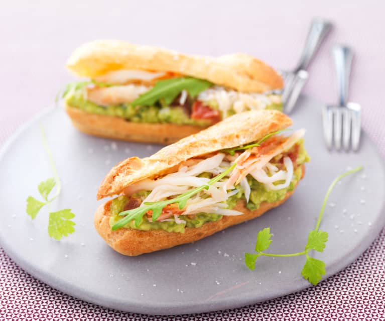 Eclairs guacamole et crabe