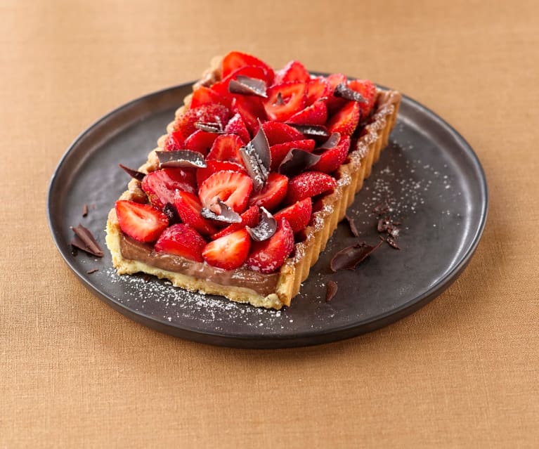 Tarte chocolat au lait et fraises