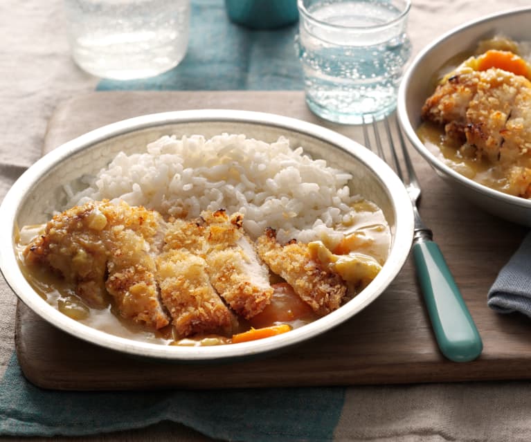 Curry katsu (curry japonais aux escalopes de poulet panées) - Trois fois  par jour