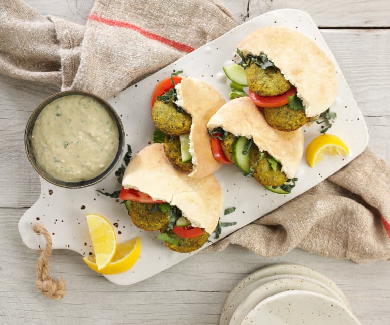 Baked Falafel with Jalapeño Tahini Sauce