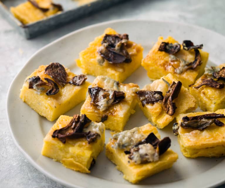 Polenta Squares with Gorgonzola and Porcini - Quadrotti di polenta con Gorgonzola e porcini