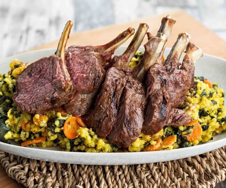 Carré d’agnello con couscous alle verdure