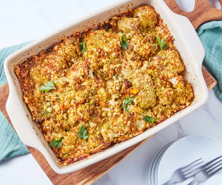 Cauliflower Artichoke Cheese Bake