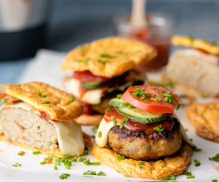 Hamburguesa de pollo con pan de nube