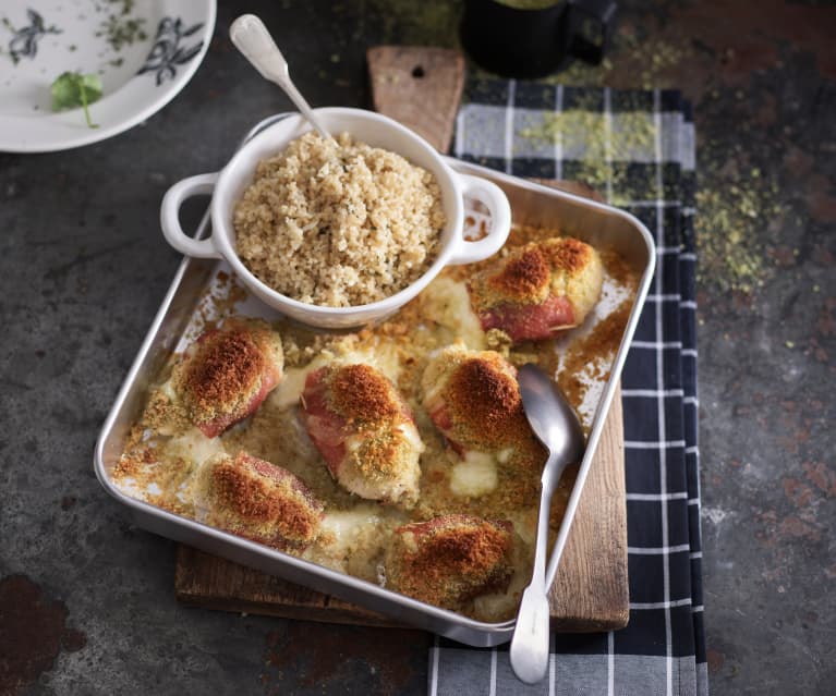 Peito de frango crocante com bulgur de coentrada