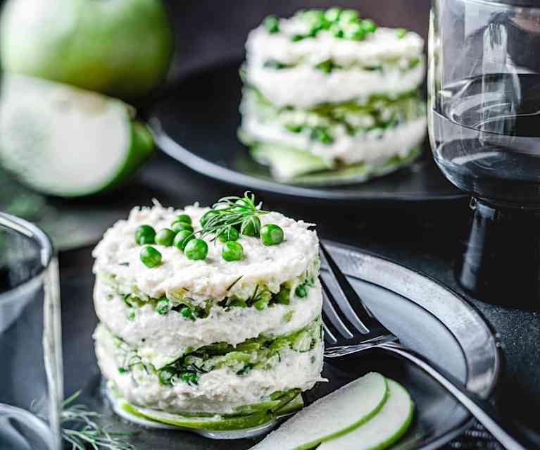 Mille-feuille crabe, petit pois et avocat