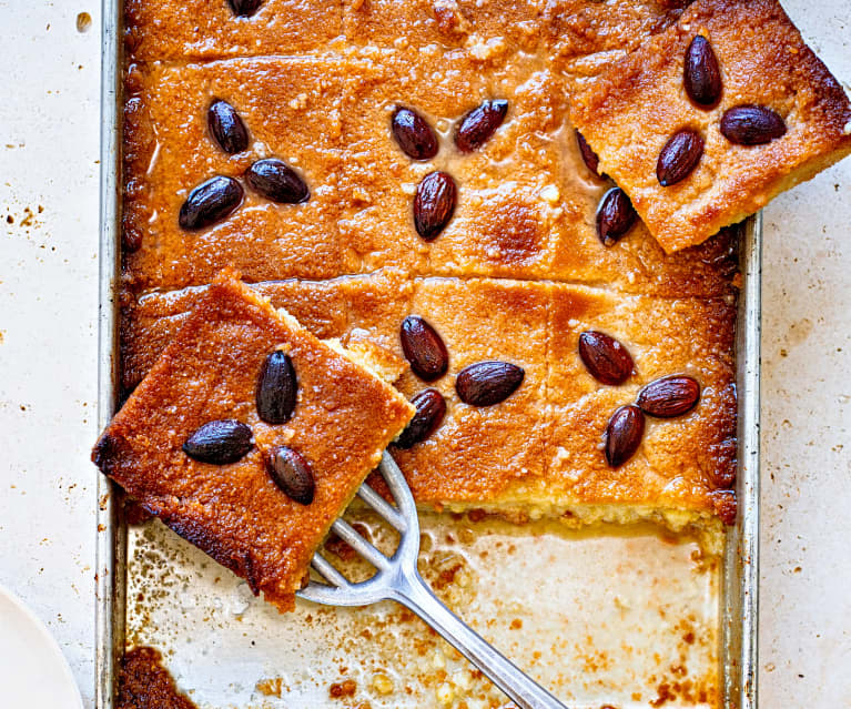 Kalb el louz (gâteau de semoule au sirop de fleur d’oranger)