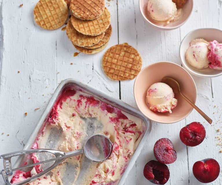 Stroopwafles com gelado de ameixa