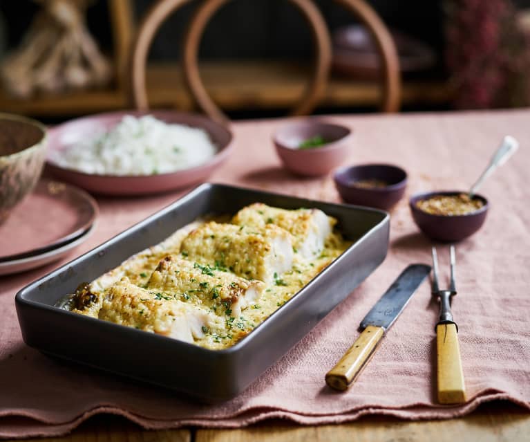 Lomo de merluza al horno con repollo a la crema