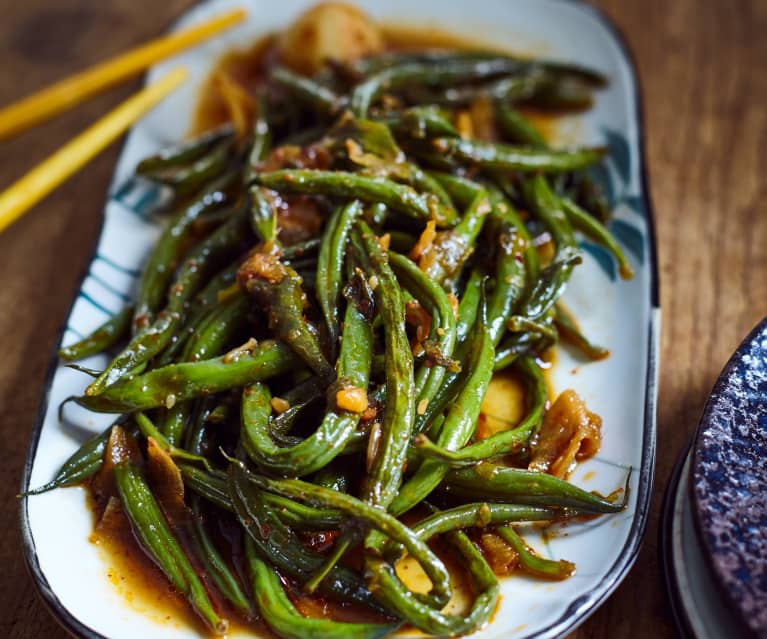 Haricots verts à l'ail et au gingembre