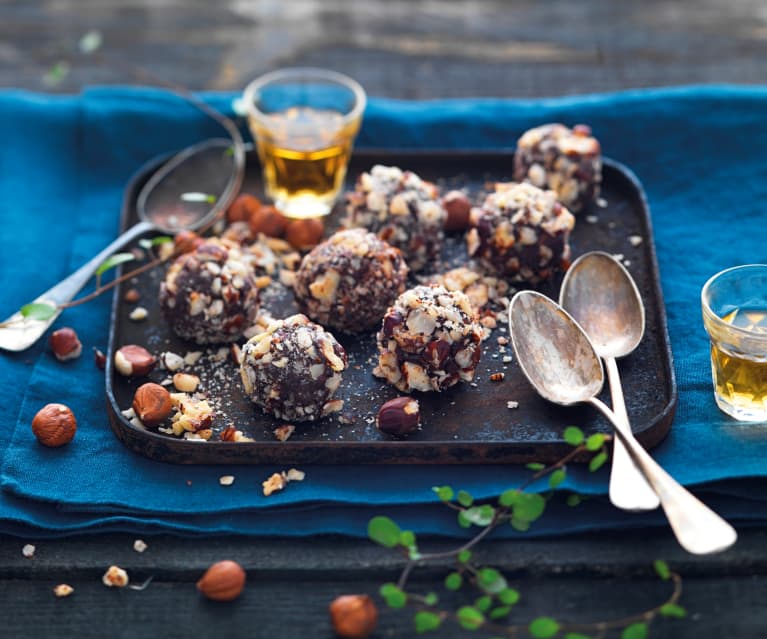 Recette de Truffes chocolat noir, noisettes et Huile de Noisette