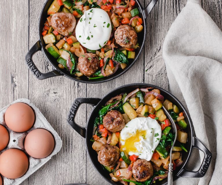 Mini Meatball Breakfast Hash