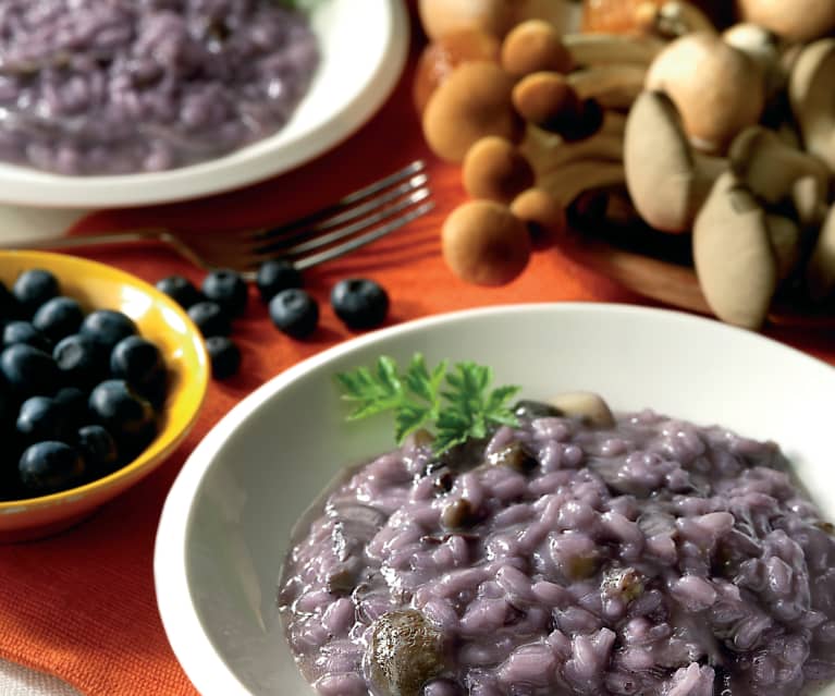 Risotto funghi e mirtilli