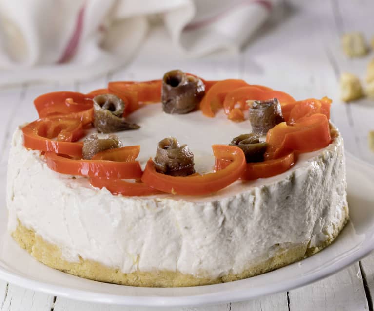 Cheesecake al tonno e alici con peperoni