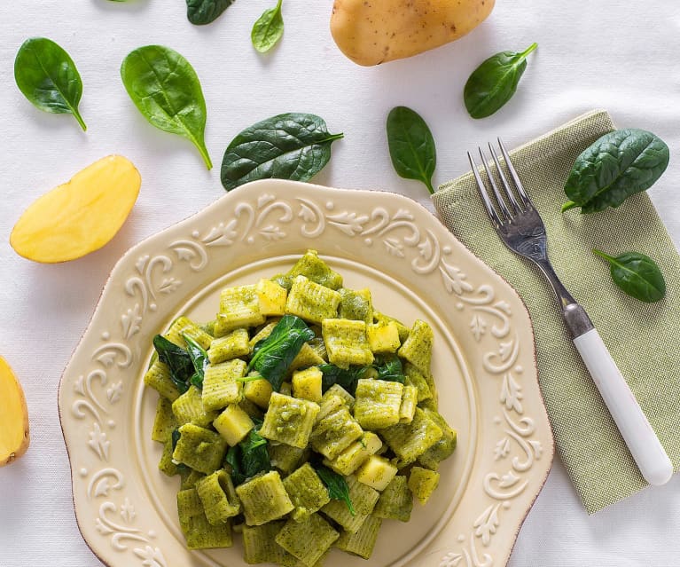 Pasta risottata con crema di spinaci e patate