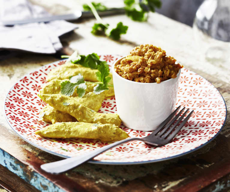 Poulet mariné au curcuma et poivre noir, kasha aux épices