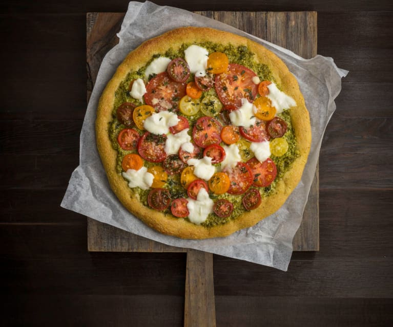 Coriander pesto pizza