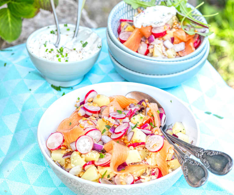 Salade De Radis Petit Epeautre Et Saumon Fume Cookidoo La