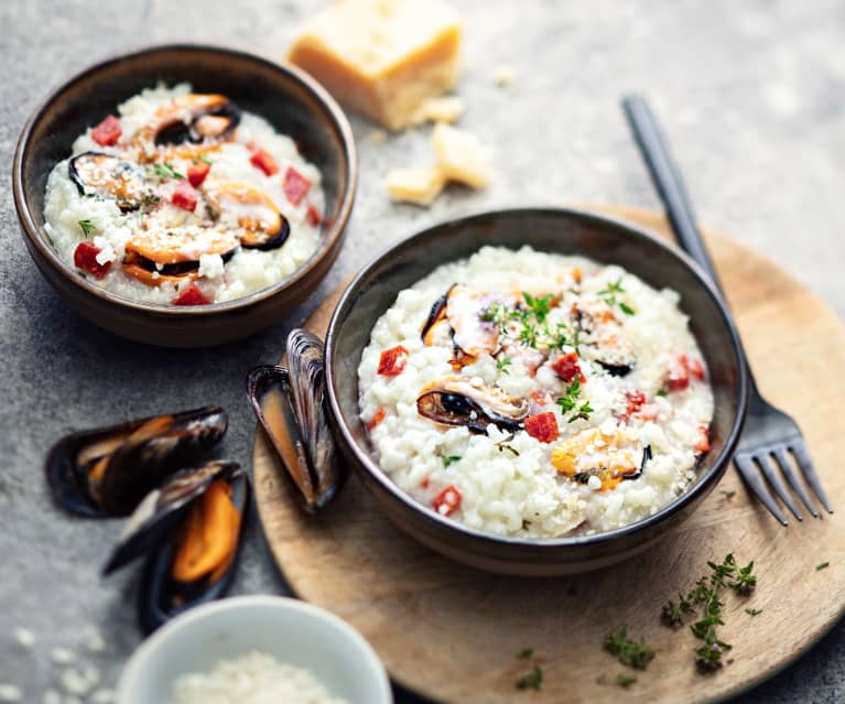 Risotto aux lentilles vertes à la menthe, riz