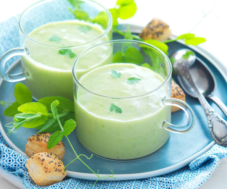 Velouté aux cosses de petits pois