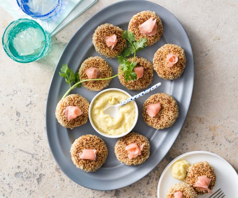 Crab Cakes with Wasabi Mayo & Rice Salad