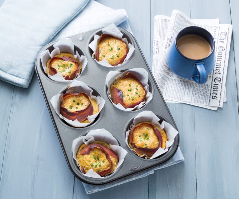 Prosciutto and basil egg cups