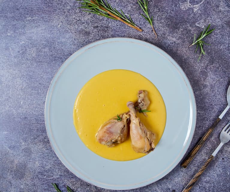 Pollo alla birra a Cottura Lenta con purè di zucca e patate