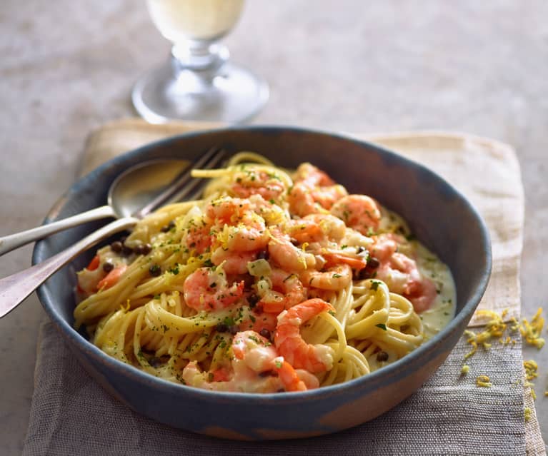 Pasta mit Garnelen-Pfeffer-Sauce