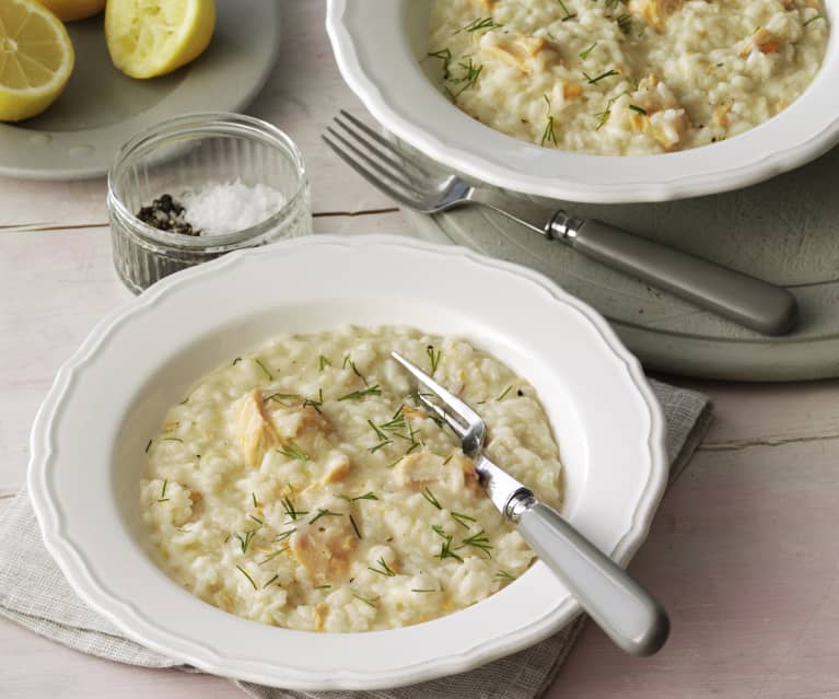 Risotto de salmón e hinojo