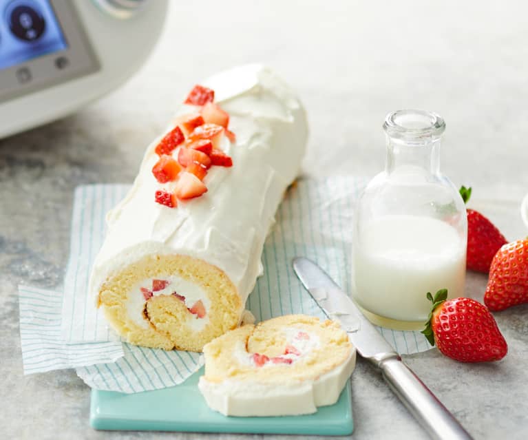 Gateau Roule A La Fraise Et Au Mascarpone Cookidoo The Official Thermomix Recipe Platform