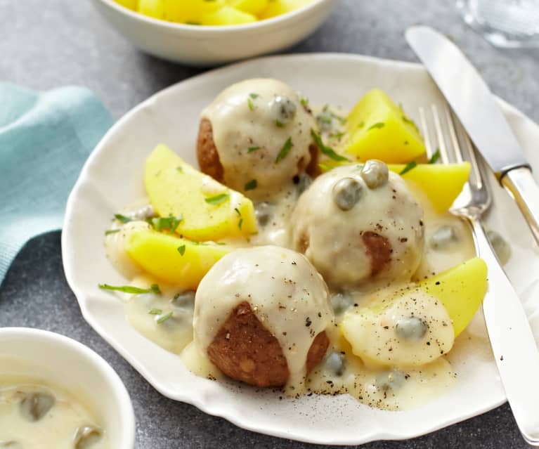 Boulettes de seitan et sauce aux câpres