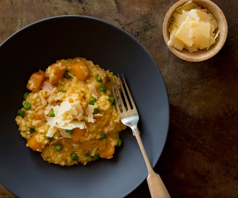 Pumpkin risotto with bacon