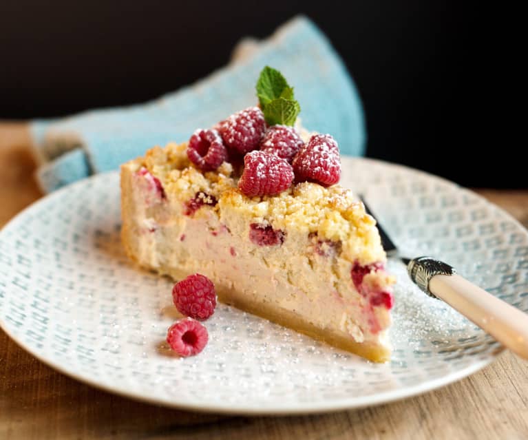 Cheesecake mit Himbeeren vom Grill