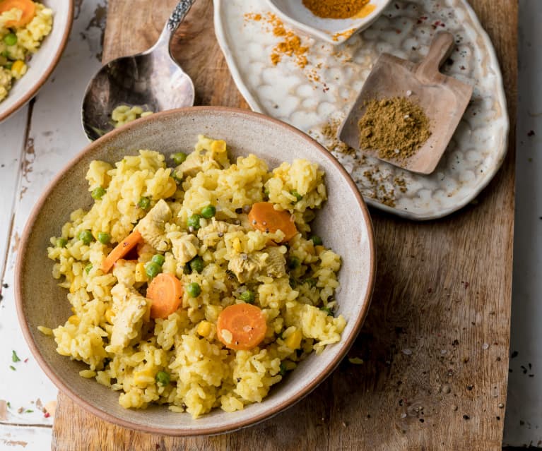 Arroz de frango com caril