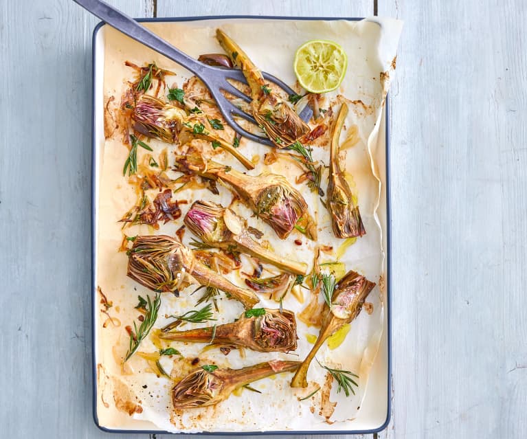 Papillotes d'artichauts au vin blanc et échalotes 