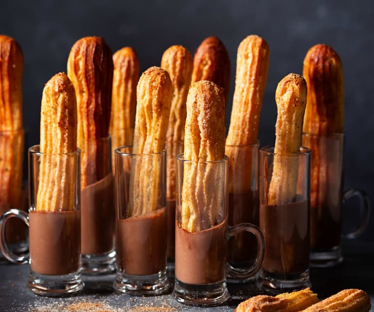 Falsos churros con chocolate a la taza