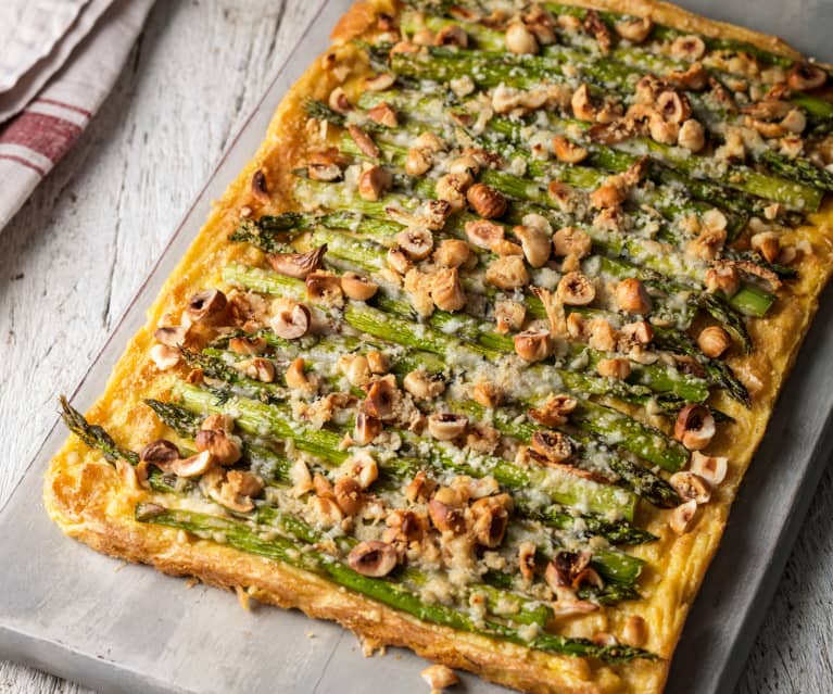 Asparagus and Hazelnut Tart with Polenta Crust