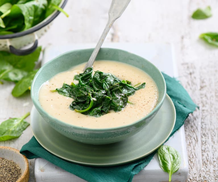 Purée de haricots blancs aux épinards