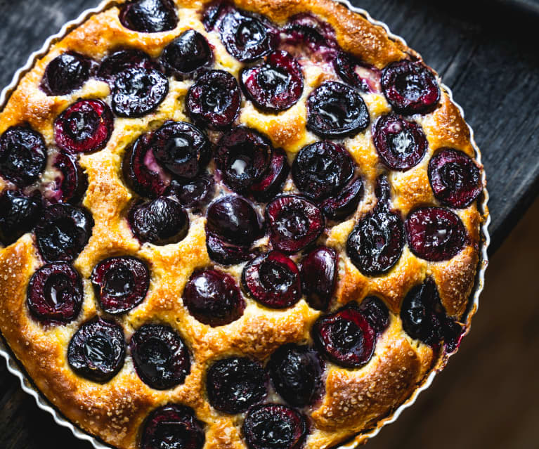 Tarte aux cerises briochée